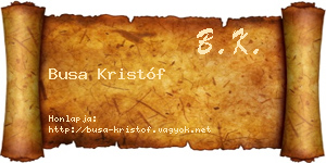 Busa Kristóf névjegykártya